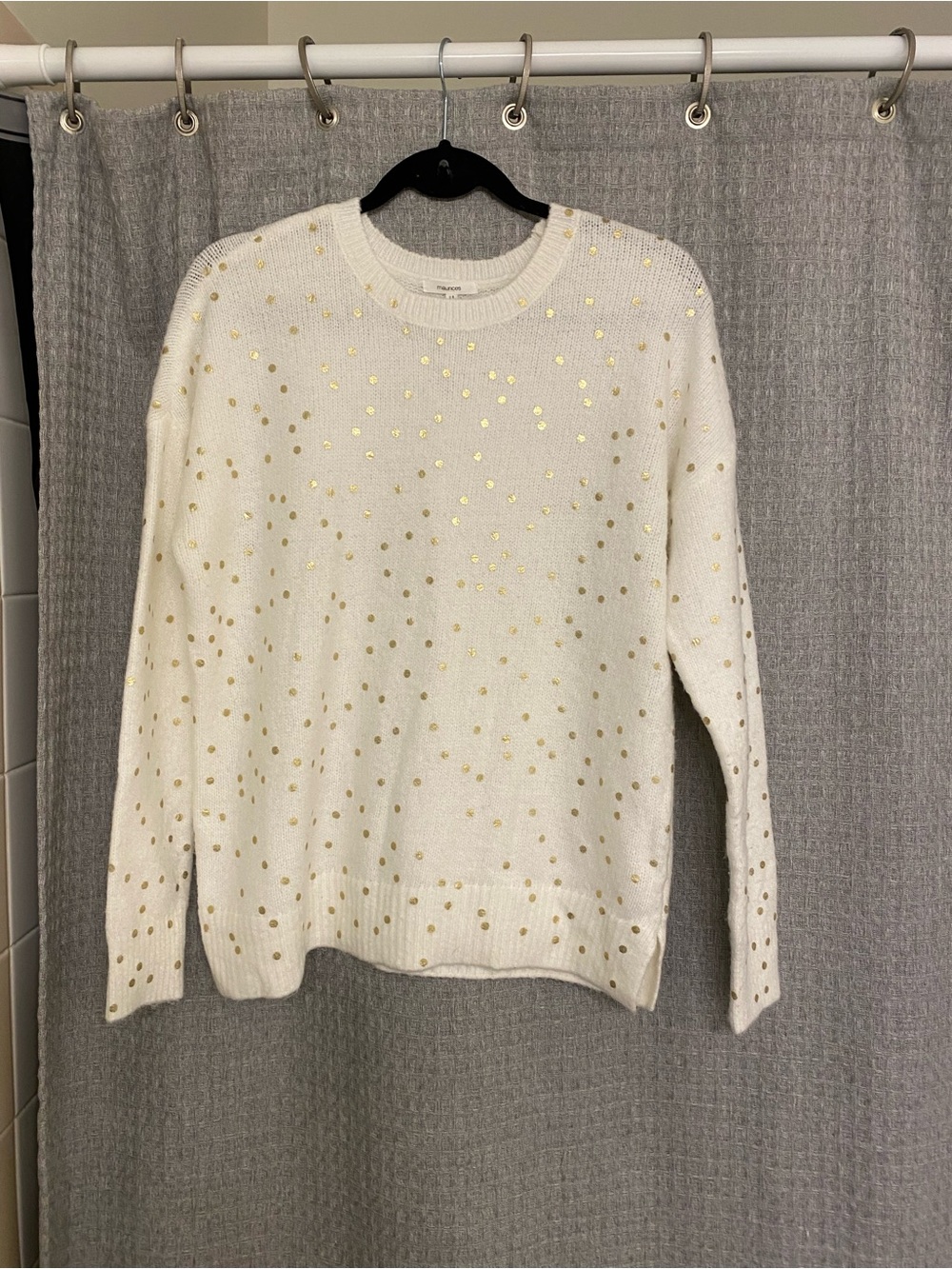 Cream Crewneck Sweater with Gold Dot Accents